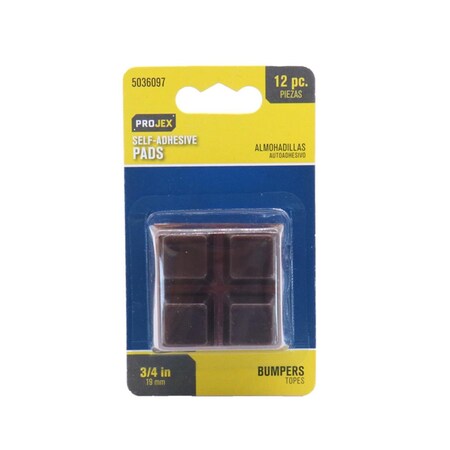 Posdatas 0.75 x 0.75 in. Vinyl Self Adhesive Bumper Pad - Square, Brown, 12PK PO3311879